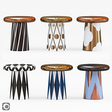Modern T-Table Ceramic Side Table 3D model image 1 