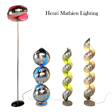Sleek Lamella Floor Lamps by Henri Mathieu 3D model image 1 