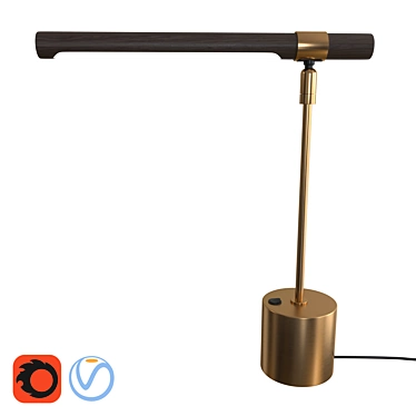 Sleek LED Wood Desk Lamp 3D model image 1 