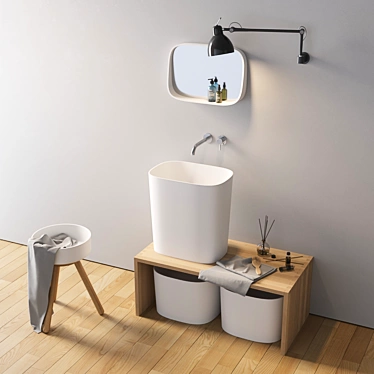 Contemporary Corian Countertop Washbasin: Fonte 3D model image 1 