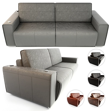 Premium Leather Sofa 3D model image 1 