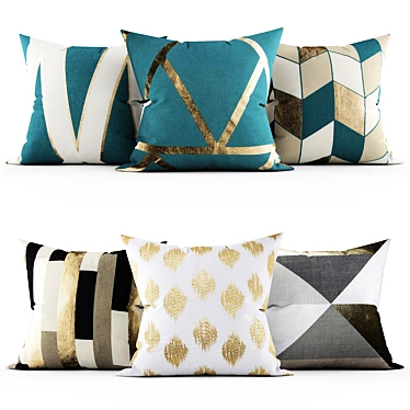 Elegant Accent Pillows 3D model image 1 