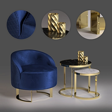 Modern KLAB Calla Armchair & Moon Coffe Table 3D model image 1 