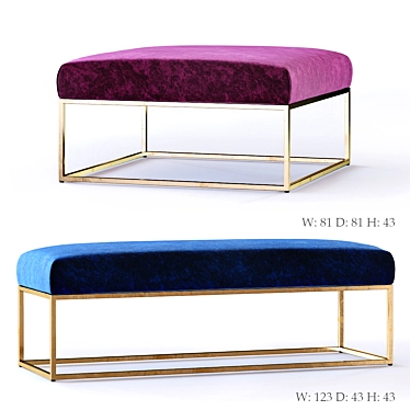 West Elm Upholstered Ottoman and Bench 3D model image 1 