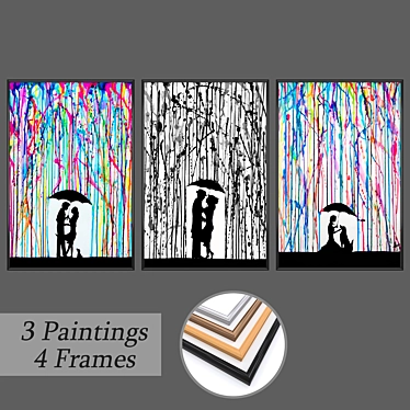 Modern Wall Art Set with Frame Options 3D model image 1 