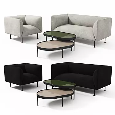 Sleek Living Set: Godot Sofa & No-No Table 3D model image 1 