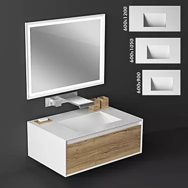 Customized Stocco Bath Cabinet - 3 Sizes 3D model image 1 