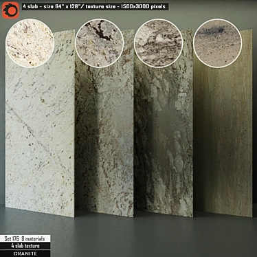 Premium Granite Slab Set 3D model image 1 