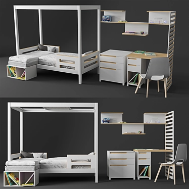 TwinSpace: The Ultimate Bed System for Twins 3D model image 1 