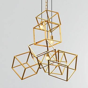 Brass and Black Modern Cubes 3D model image 1 