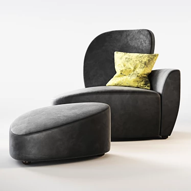 ALVARO Armchair and Ottoman Bundle | Premium Luxury Design 3D model image 1 