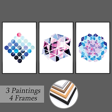 Modern Wall Art Set with Multiple Frame Options 3D model image 1 