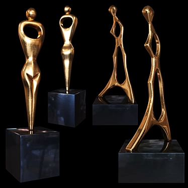 Bronze Abstract Sculpture by Alfredo Burlini 3D model image 1 
