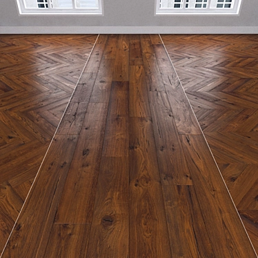 Amber Oak Parquet: Herringbone, Linear, Chevron 3D model image 1 