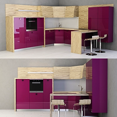 Elegant Ferrara Kitchen Set 3D model image 1 