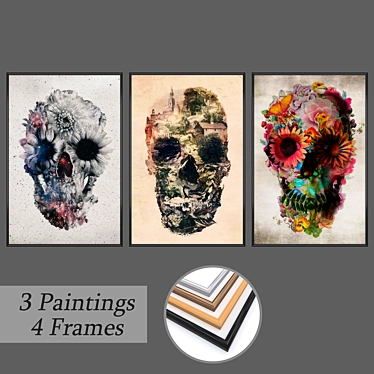 Art Ensemble: Set of 3 Paintings 3D model image 1 