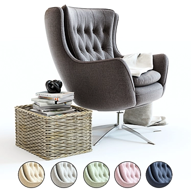 Elegant Wells Swivel Armchair 3D model image 1 