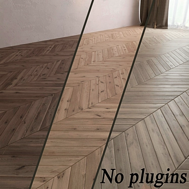 Elegant Chevron Oak Parquet Board 3D model image 1 