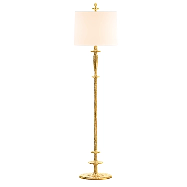 Gilded Lotus Silk Shades Floor Lamp 3D model image 1 