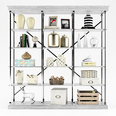 Stylish Decorative Shelving Set 3D model image 1 