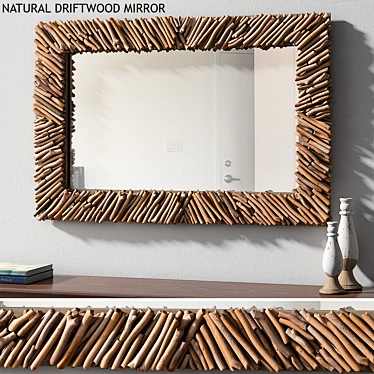 Rustic Coastal Driftwood Mirror 3D model image 1 