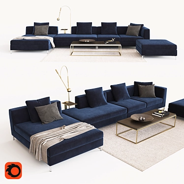 Restoration Hardware Viggo Sofa & Orbiter II Task Floor Lamp 3D model image 1 