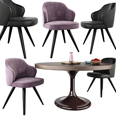 Minotti Neta Round Table & Leslie Chair 3D model image 1 