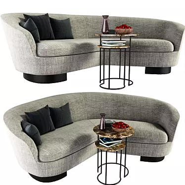 Elegant Minotti Jacques Curved Sofa + Coffee Table 3D model image 1 
