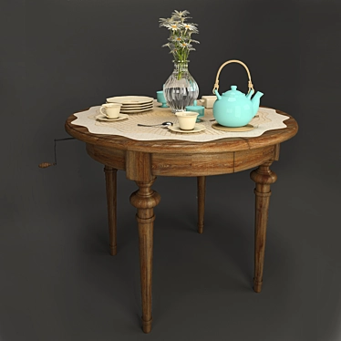 Vintage Dining Table Set 3D model image 1 