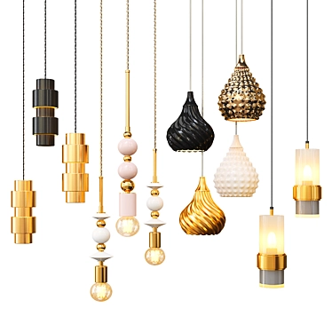 Elegant Quartet: Exclusive Hanging Lights 3D model image 1 