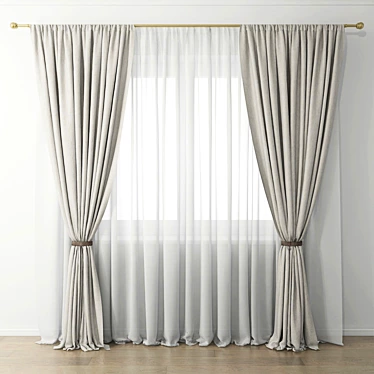 Elegant Window Drapes 3D model image 1 