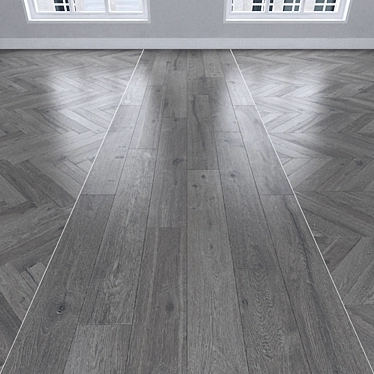 Graphite Oak Parquet: Herringbone, Linear & Chevron 3D model image 1 