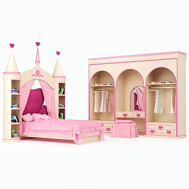 Elegant Dreams Bed & Wardrobe Set 3D model image 1 