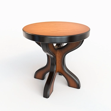 Handmade Wooden Round Stool 3D model image 1 