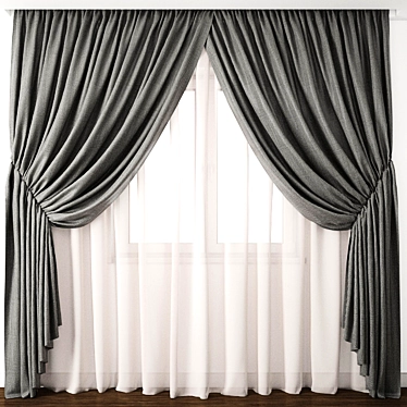 Elegant Curtain with Exquisite Detail 3D model image 1 
