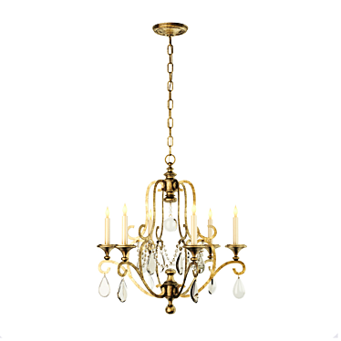 Elegant Gilded Iron Chandelier 3D model image 1 