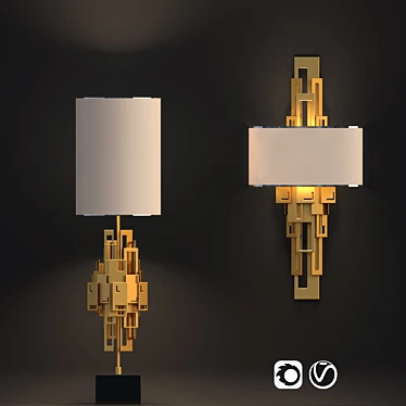 Italian Luxury: Bellagio Night Table & Wall Lamp 3D model image 1 
