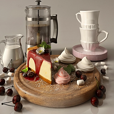 Coffee & Cherry Cheesecake Kitchen Set 3D model image 1 