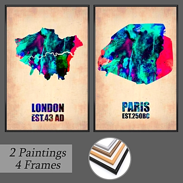 Modern Frames and Art Set 3D model image 1 