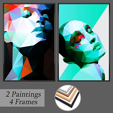 Versatile Set of Paintings with Frame Options 3D model image 1 