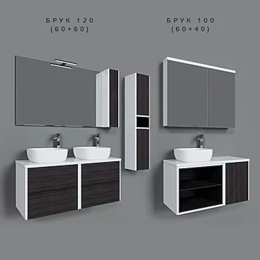 Aquaton Brook Collection: Modular Furniture for Bathroom 3D model image 1 