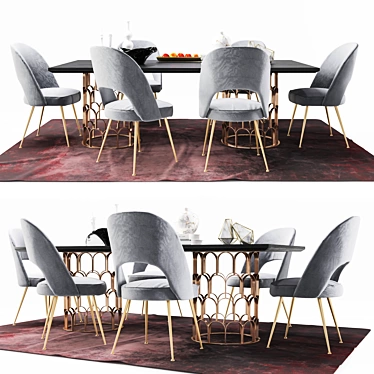 Modern Lavine Dining Set: chairs, table, decor 3D model image 1 
