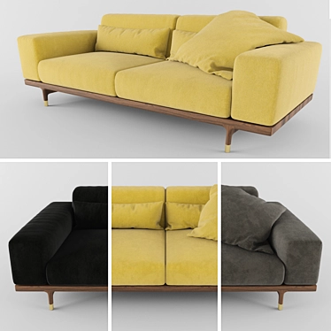 Luxury Argo Sofa: Moran, Ikat & Personal Yellow Velvet 3D model image 1 