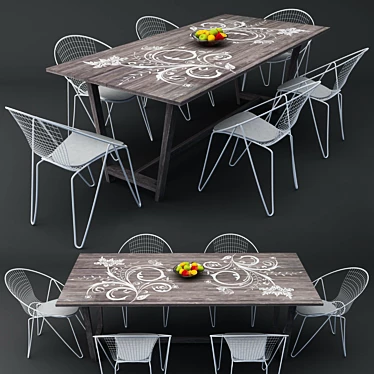 Contemporary Dining Set: Sleek and Stylish 3D model image 1 