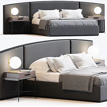 Westbourne Bed Set: IC Lamp & Langham Bedside Table 3D model image 1 