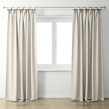 Sheer Elegance: Classic White Curtains 3D model image 1 