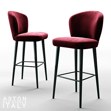 Italian Design: Minotti Aston Red Bar Stool 3D model image 1 