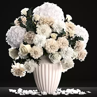 Elegant White Blossom Bouquet 3D model image 1 
