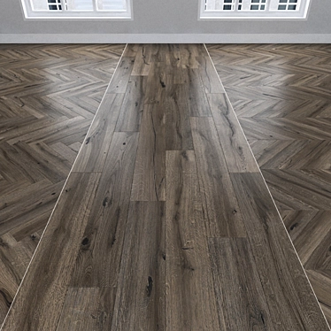 Vintage Oak Parquet: Herringbone, Linear, Chevron 3D model image 1 