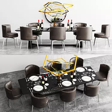 Modern Gipsy Flexform Table & Chair 3D model image 1 